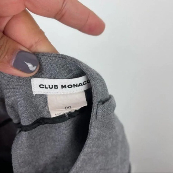 Club Monaco Grey Wool Blend Slim Straight Trouser Pants Cuffed Hem Sz 00 - Picture 7 of 9